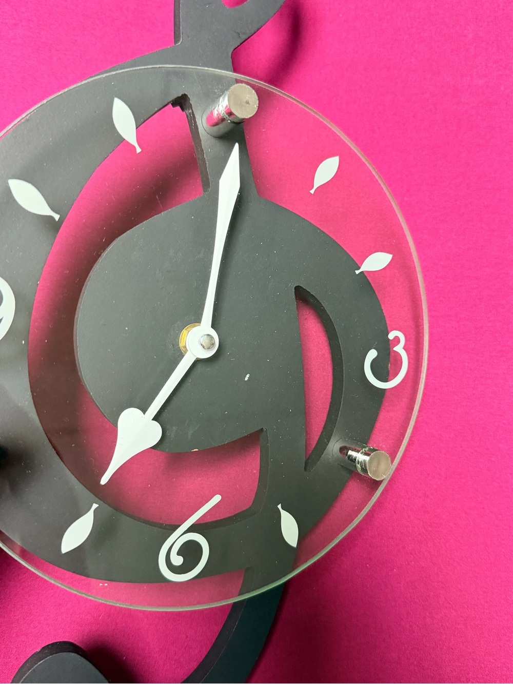 Black Treble Clef Wall Clock – Musical Home Accent - Picture 4 of 9